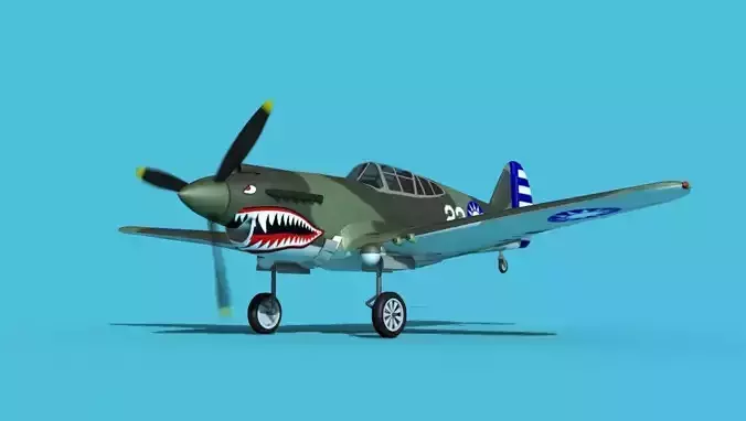 Curtiss P-40B Tomahawk V06 China Flying Tigers 3D model