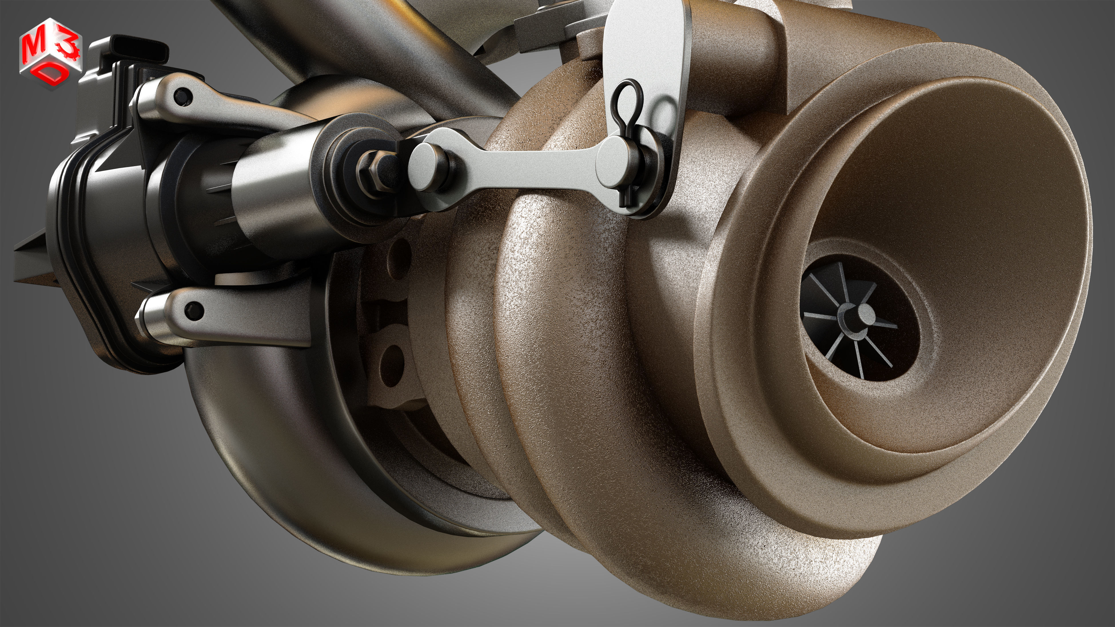 Exhaust Manifold and Turbocharger 3D model_11