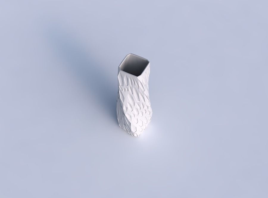 Vase twisted rectangle with crystal dents 3D print model_1