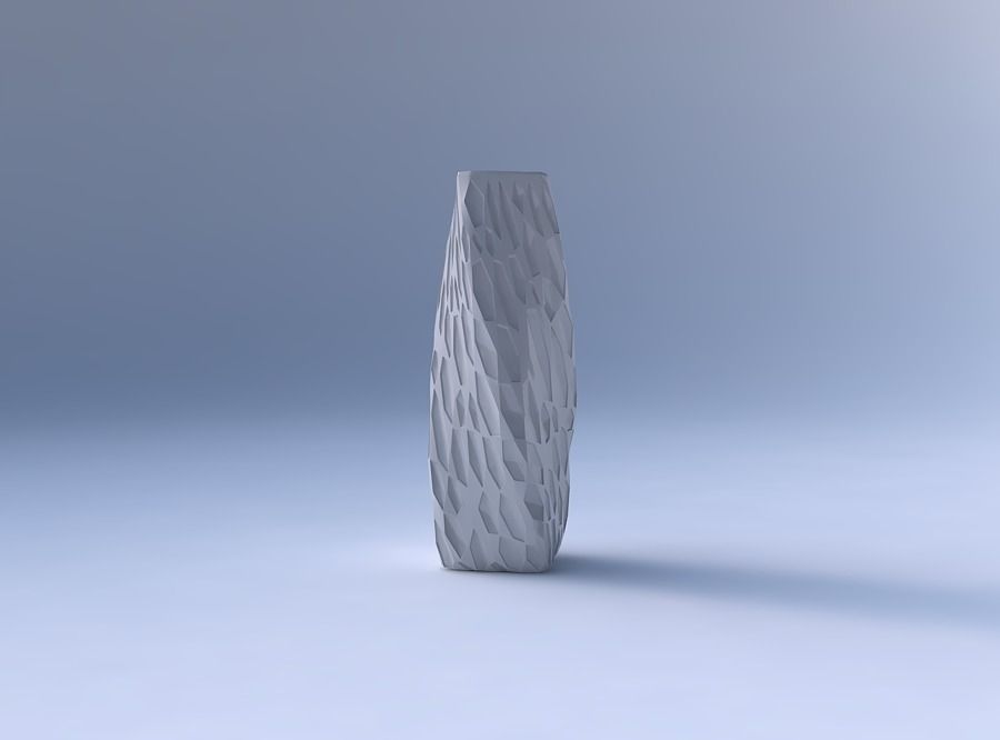 Vase twisted rectangle with crystal dents 3D print model_4