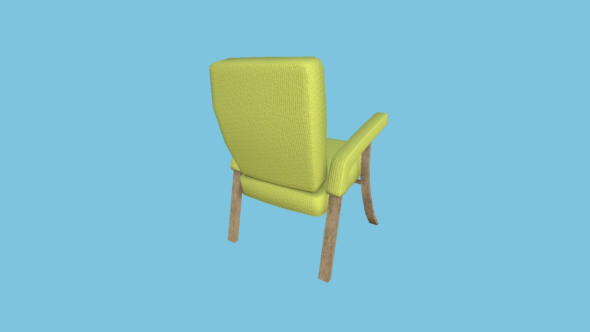Yellow Wood Armchair - Furniture Interior Design Low-poly 3D model_4