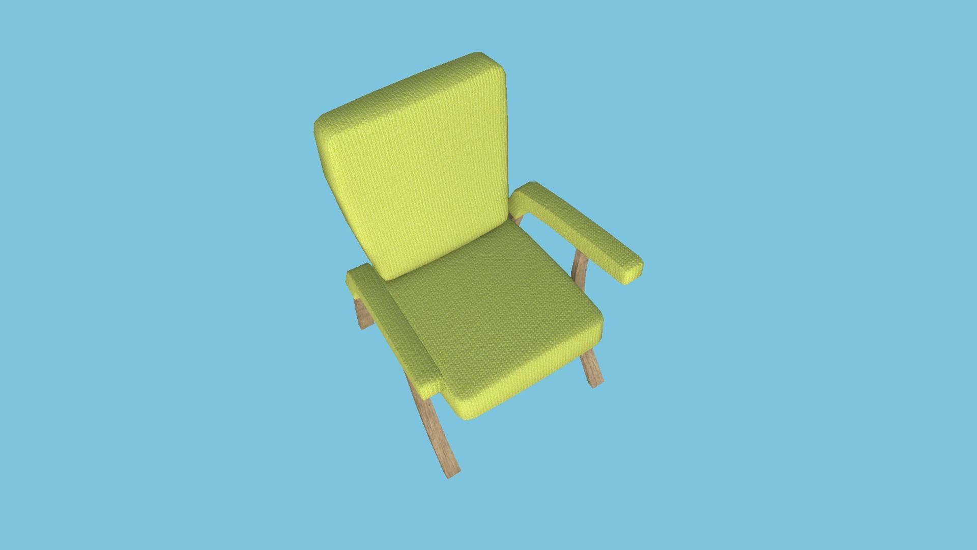 Yellow Wood Armchair - Furniture Interior Design Low-poly 3D model_1