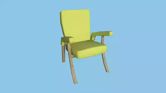 Yellow Wood Armchair - Furniture Interior Design Low-poly 3D model