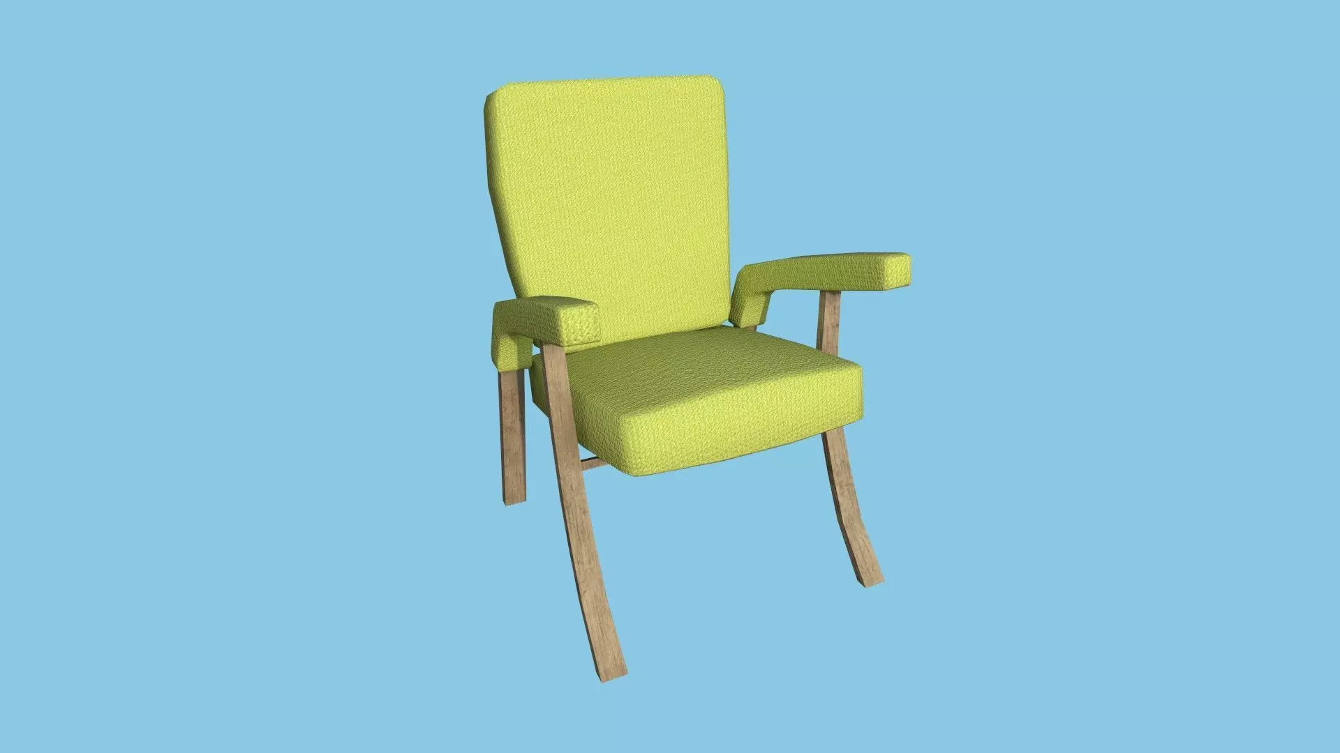 Yellow Wood Armchair - Furniture Interior Design Low-poly 3D model_0