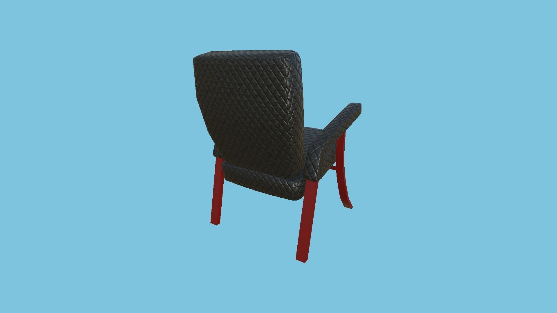 Red Black Armchair - Furniture Interior Design Low-poly 3D model_4