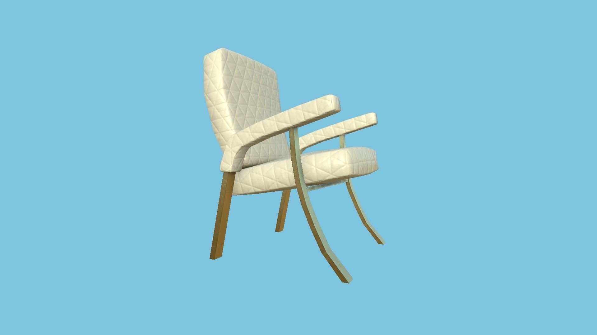 Beige Gold Armchair - Furniture Interior Design Free low-poly 3D model_3