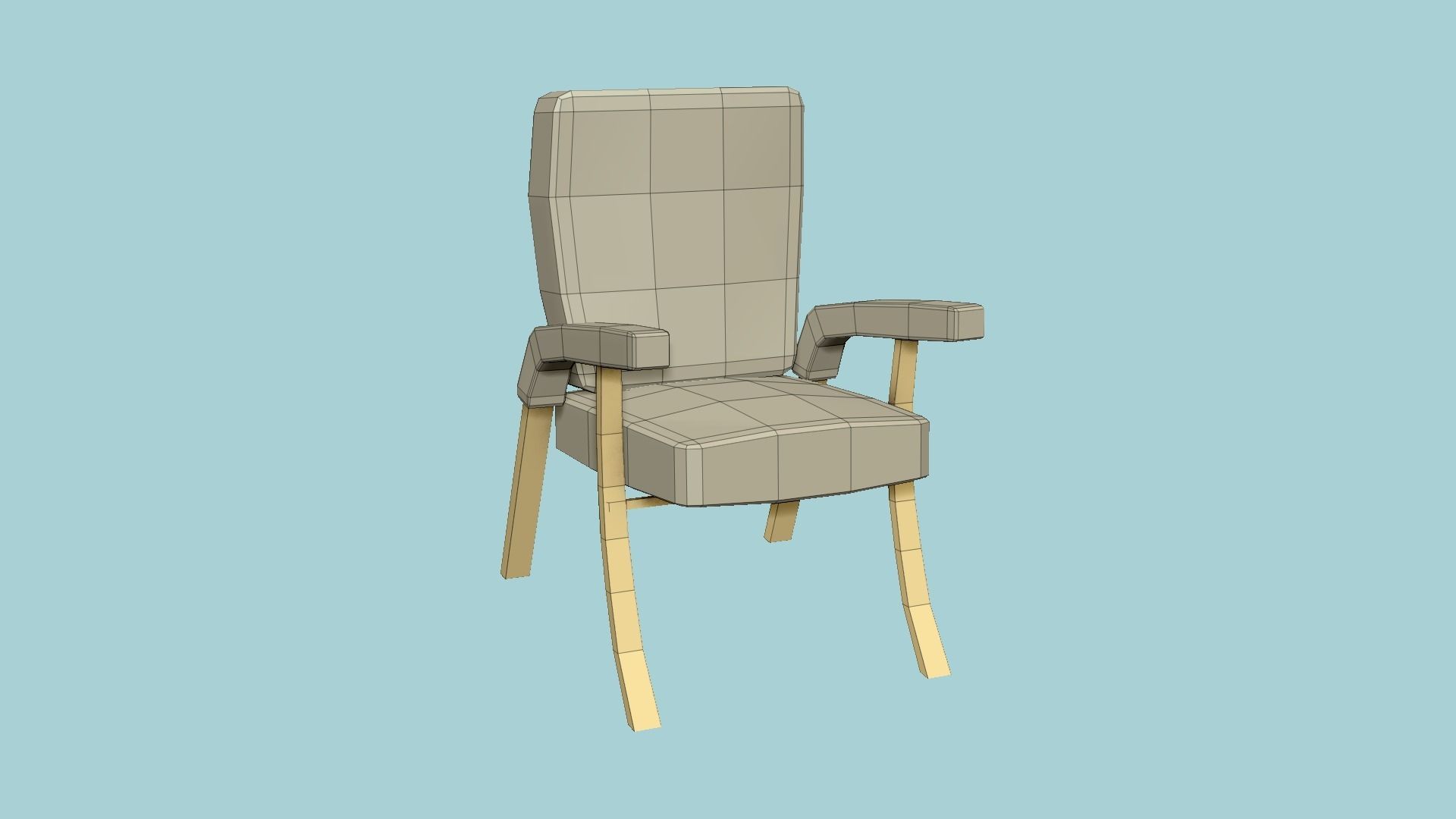 Beige Gold Armchair - Furniture Interior Design Free low-poly 3D model_6