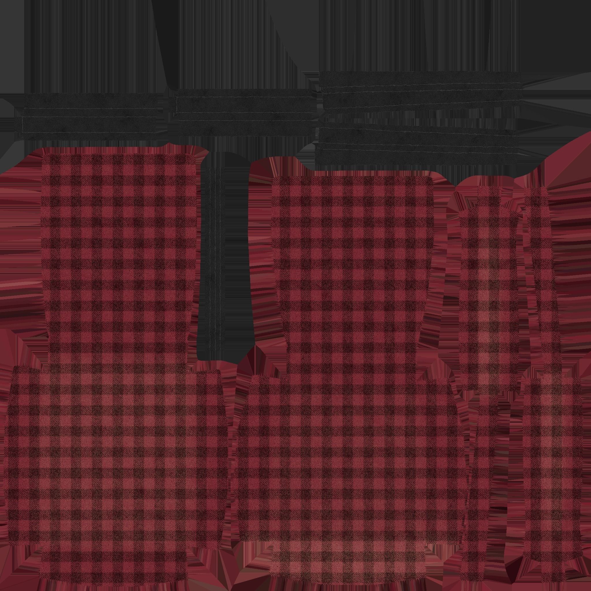 Red Plaid Armchair - Furniture Interior Design Low-poly 3D model_16