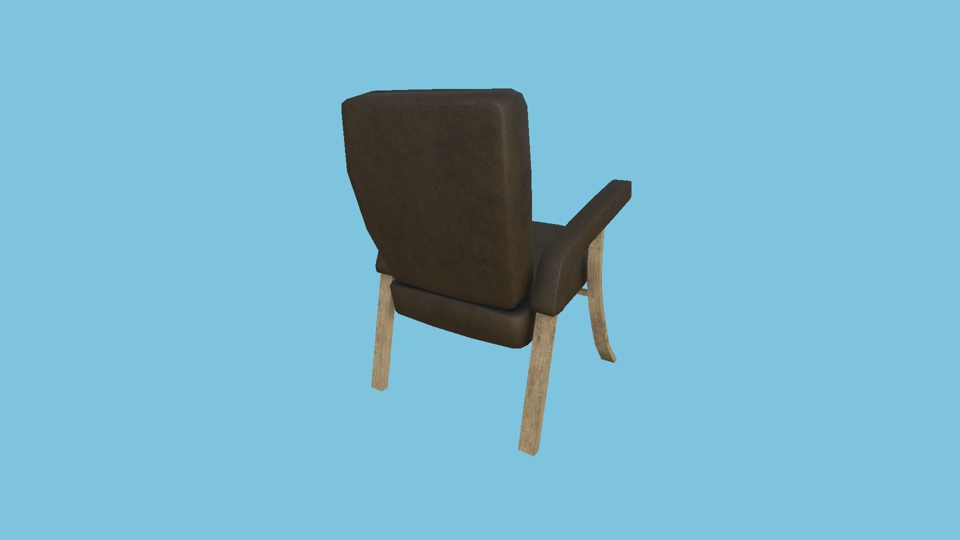 Wood Leather Armchair - Furniture Interior Design Low-poly 3D model_4