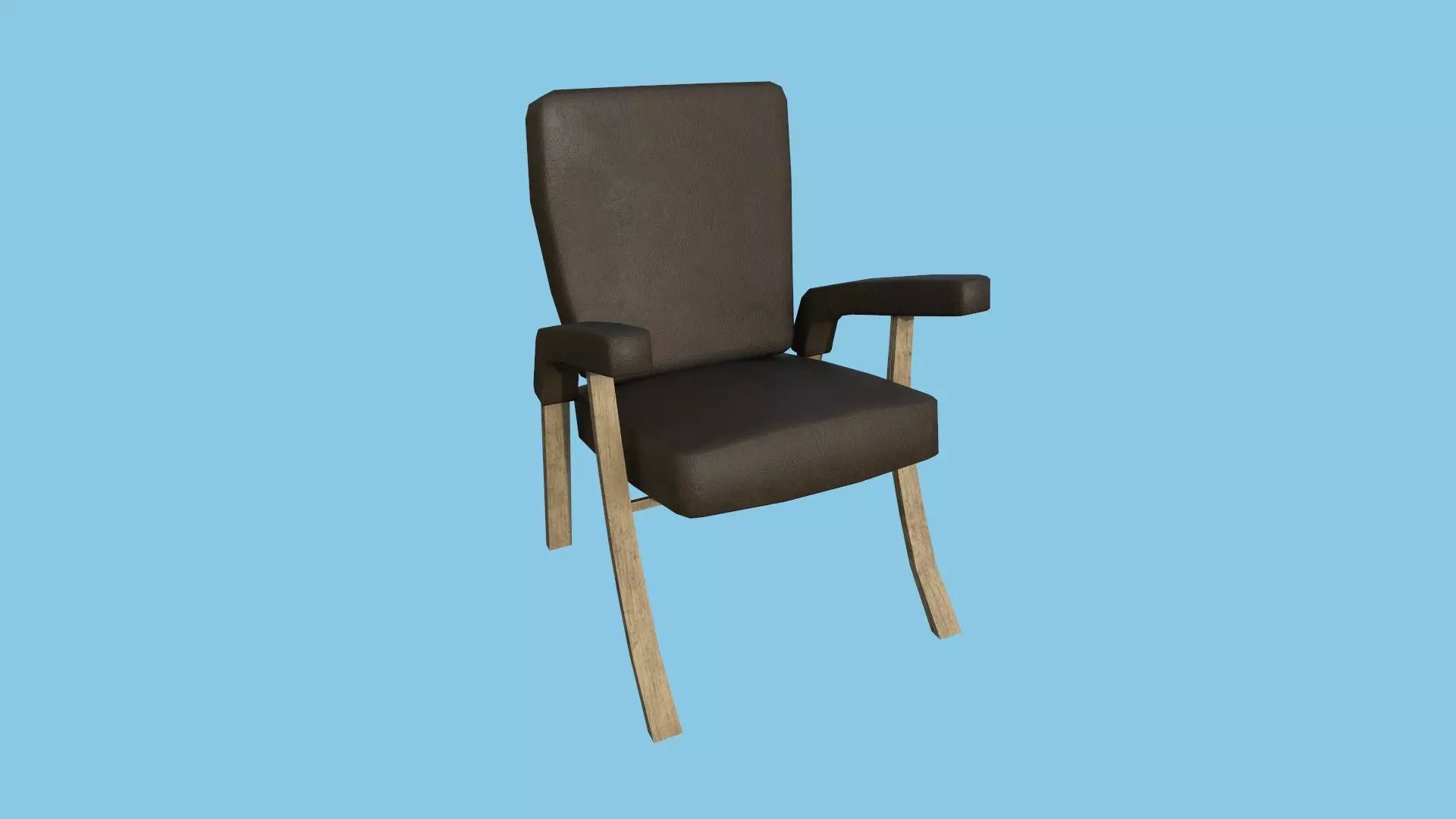 Wood Leather Armchair - Furniture Interior Design Low-poly 3D model_0