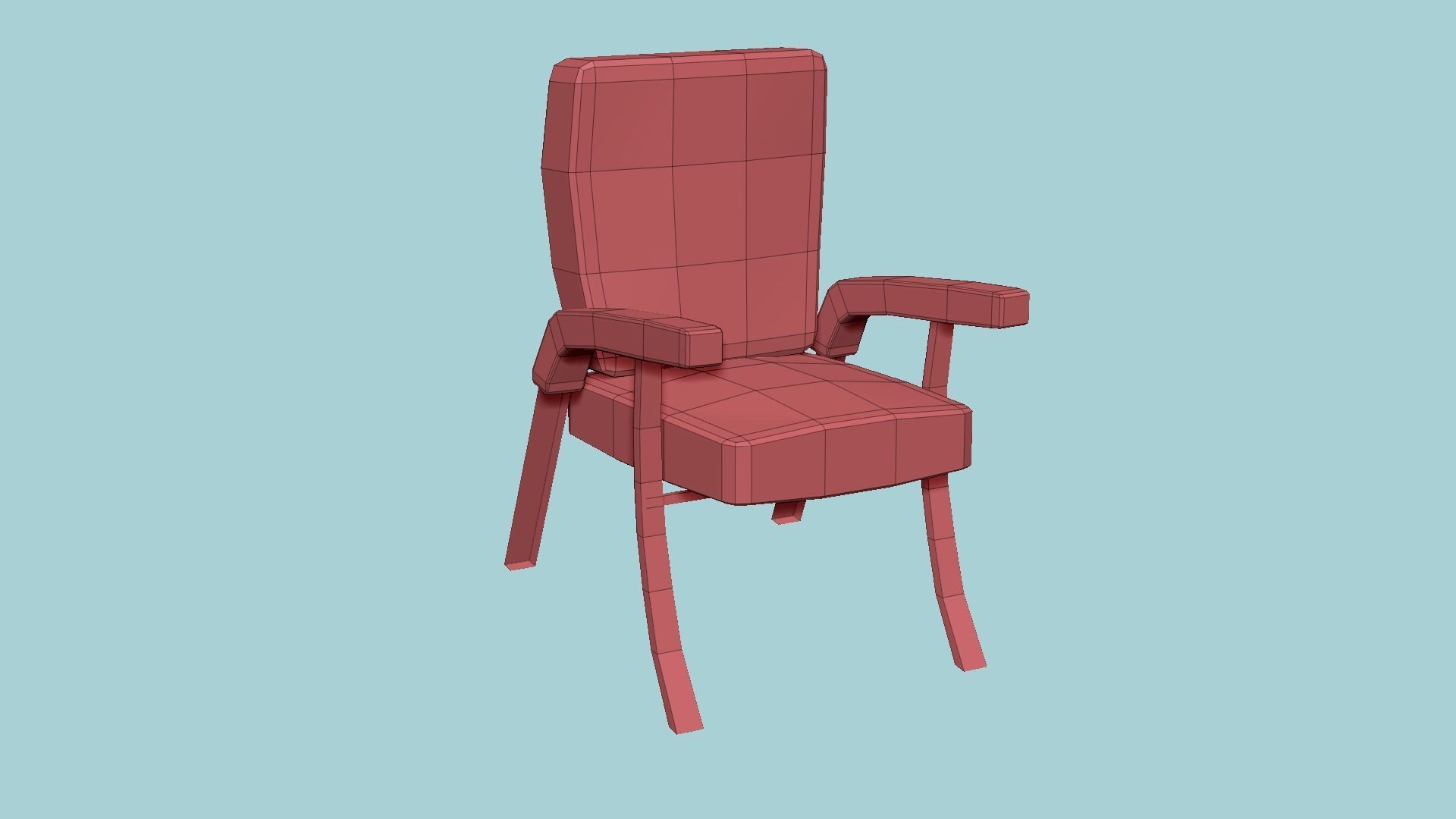 Wood Leather Armchair - Furniture Interior Design Low-poly 3D model_11