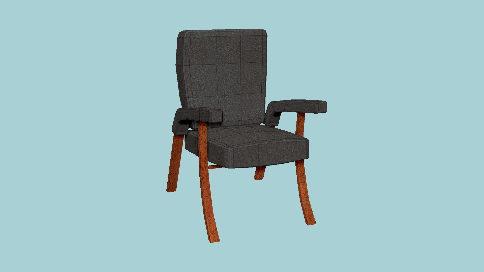Wood Gray Armchair - Furniture Interior Design Low-poly 3D model_6