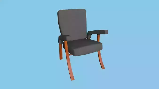 Wood Gray Armchair - Furniture Interior Design Low-poly 3D model