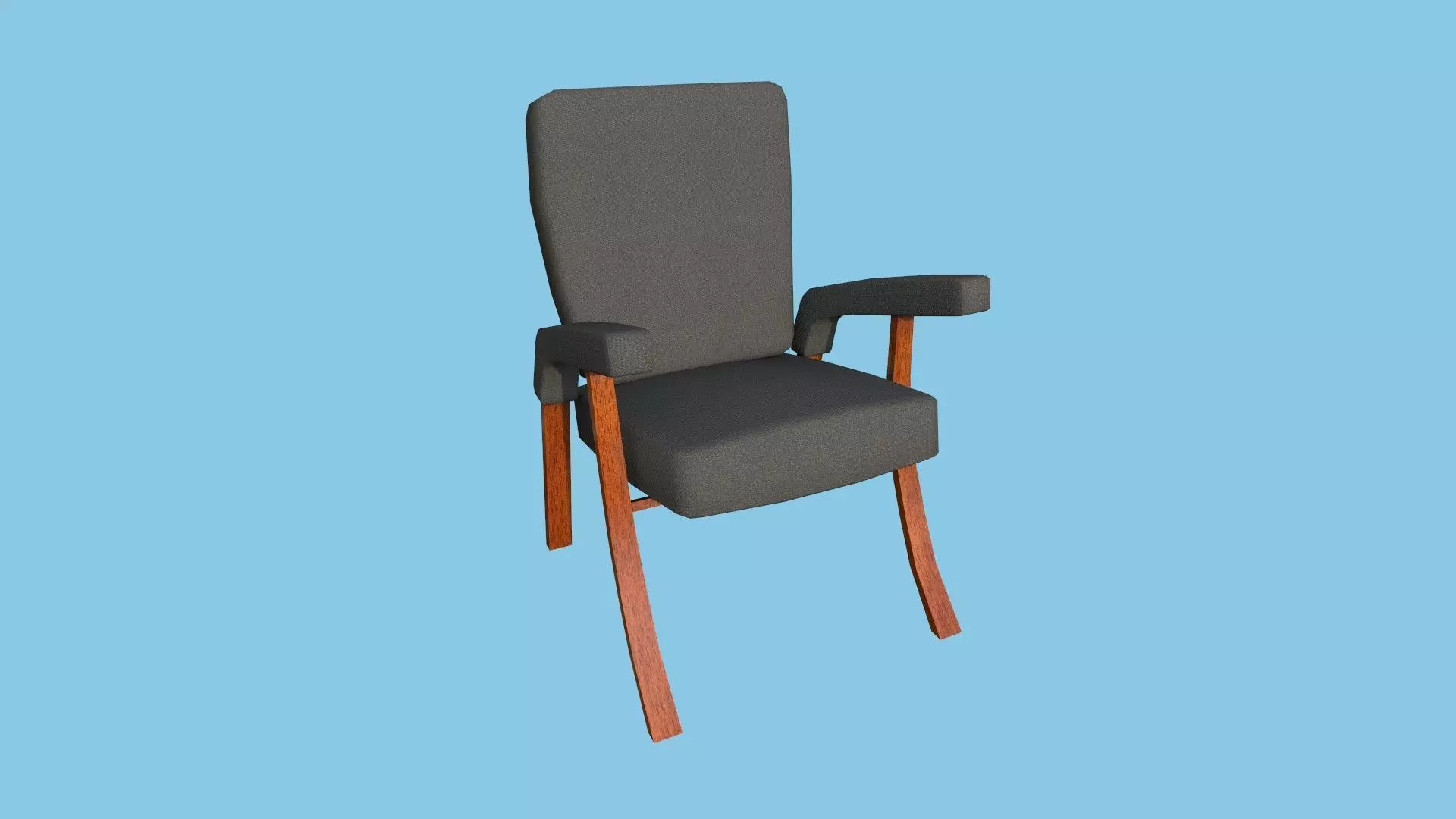 Wood Gray Armchair - Furniture Interior Design Low-poly 3D model_0