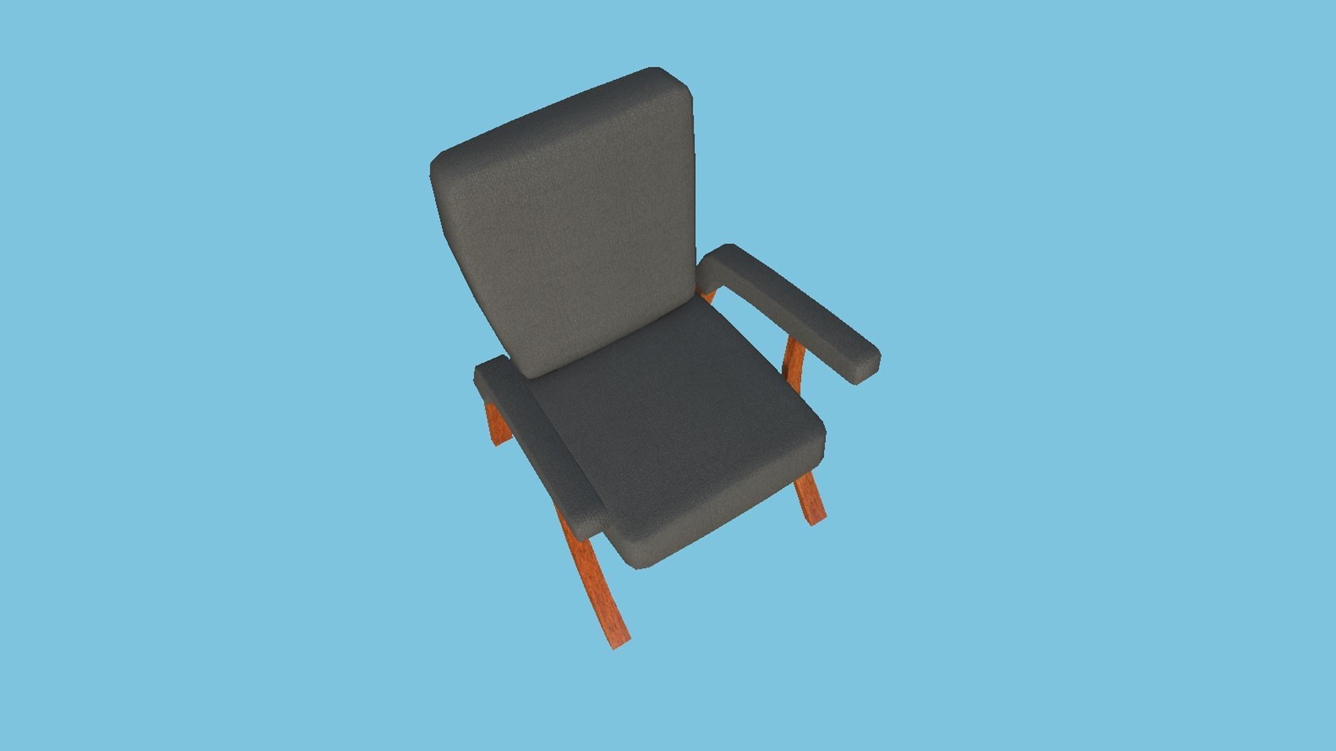 Wood Gray Armchair - Furniture Interior Design Low-poly 3D model_1