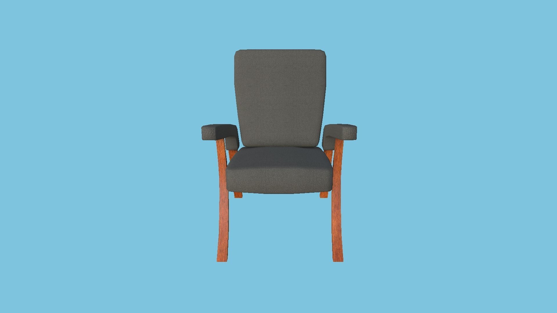 Wood Gray Armchair - Furniture Interior Design Low-poly 3D model_2