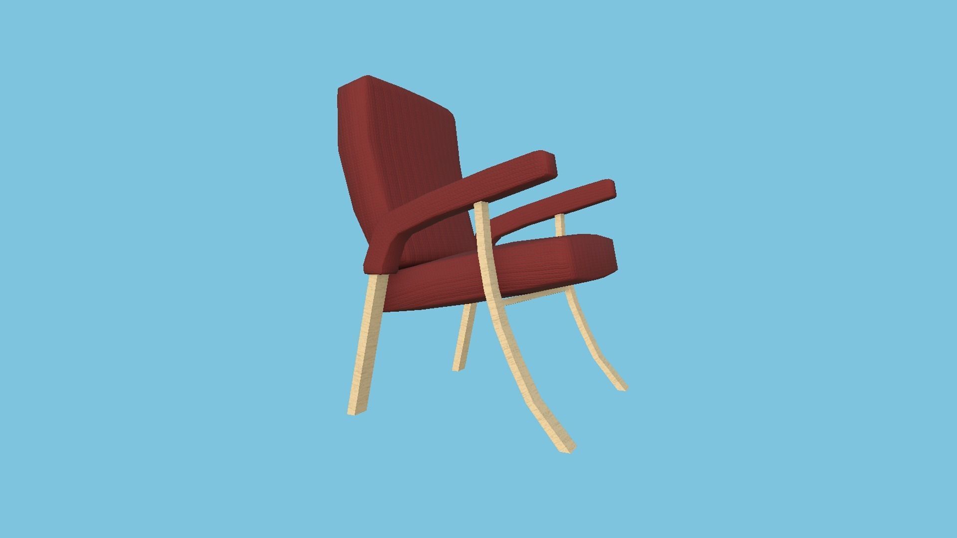 Red Fabric Armchair - Furniture Interior Design Low-poly 3D model_3