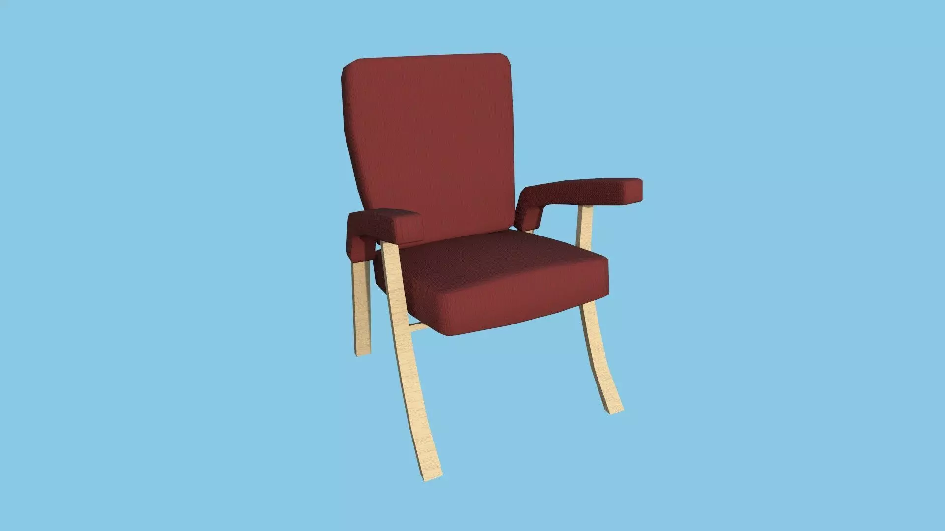 Red Fabric Armchair - Furniture Interior Design Low-poly 3D model_0