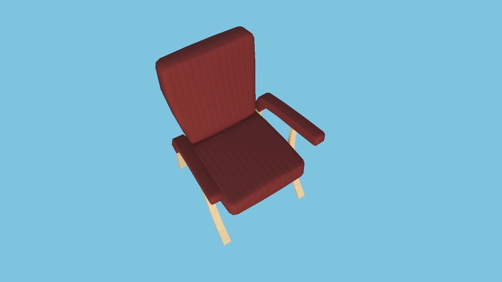 Red Fabric Armchair - Furniture Interior Design Low-poly 3D model_1