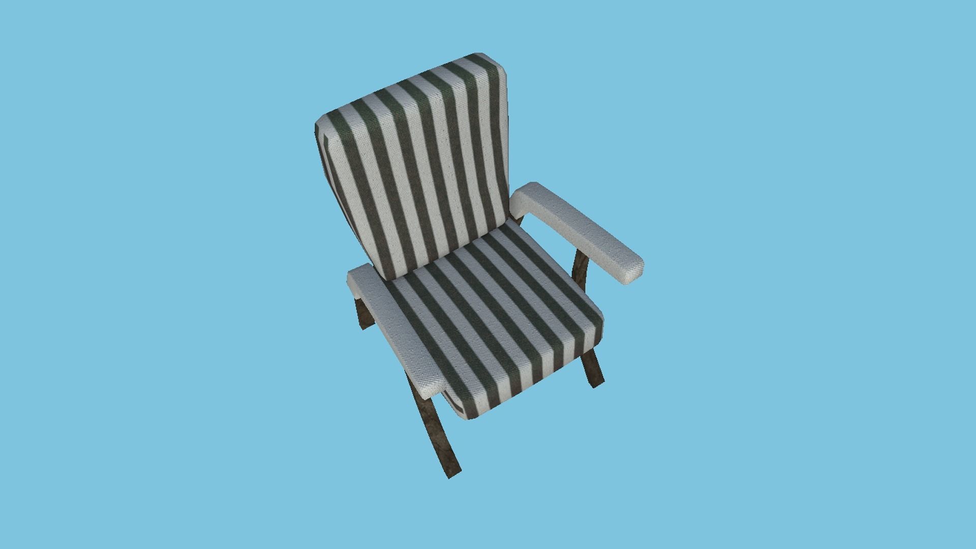 Black White Stripes Armchair - Furniture Interior Design Low-poly 3D model_3
