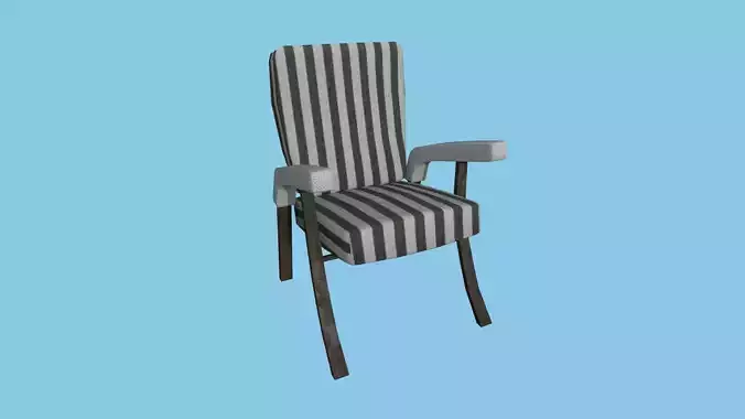 Black White Stripes Armchair - Furniture Interior Design Low-poly 3D model