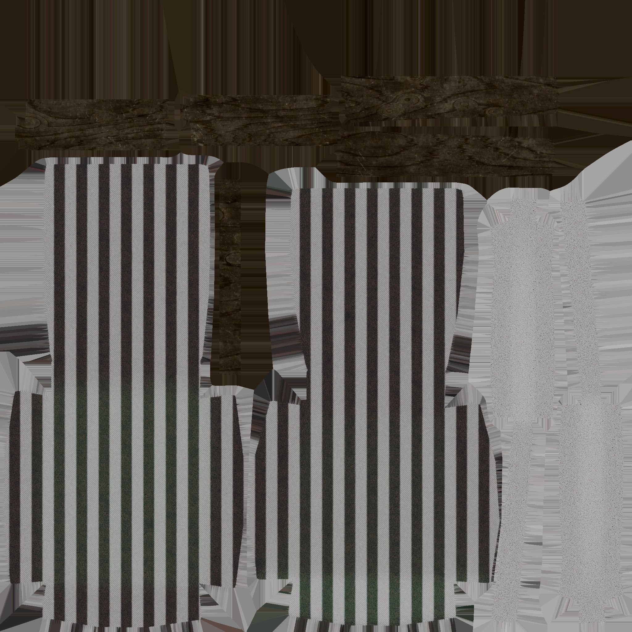 Black White Stripes Armchair - Furniture Interior Design Low-poly 3D model_16