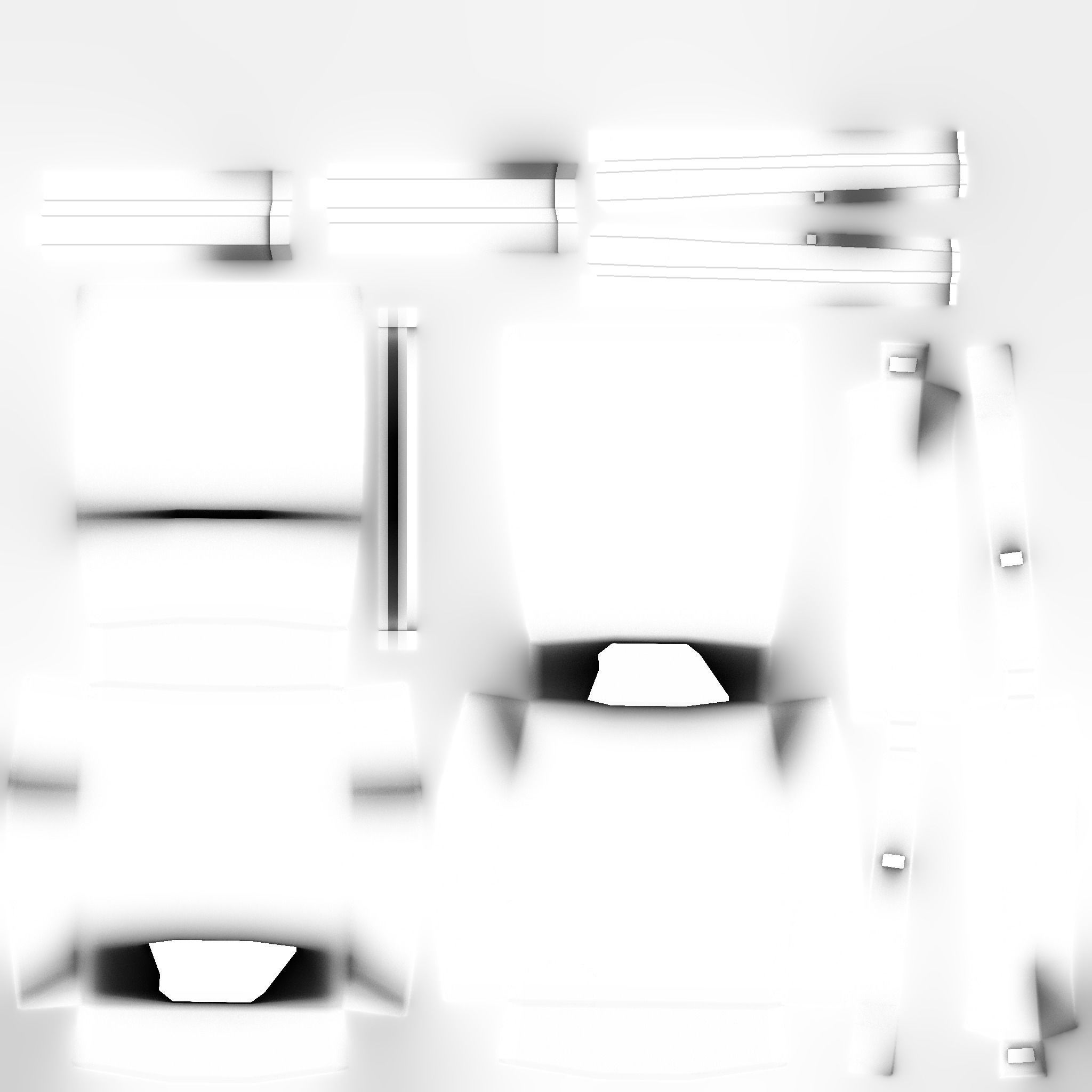 Black White Stripes Armchair - Furniture Interior Design Low-poly 3D model_15