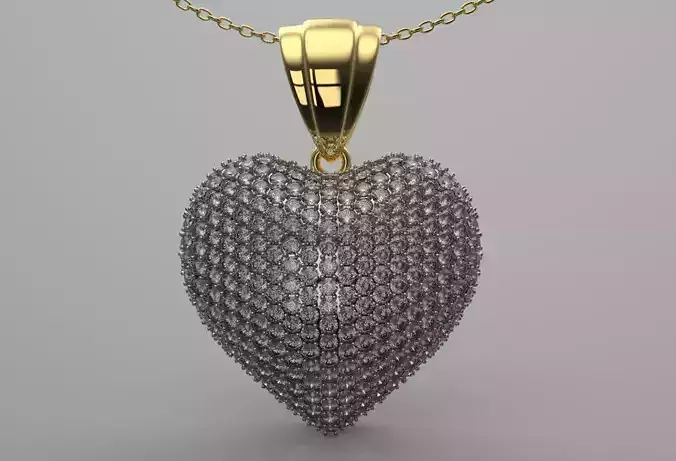 Heart pendant with diamonds