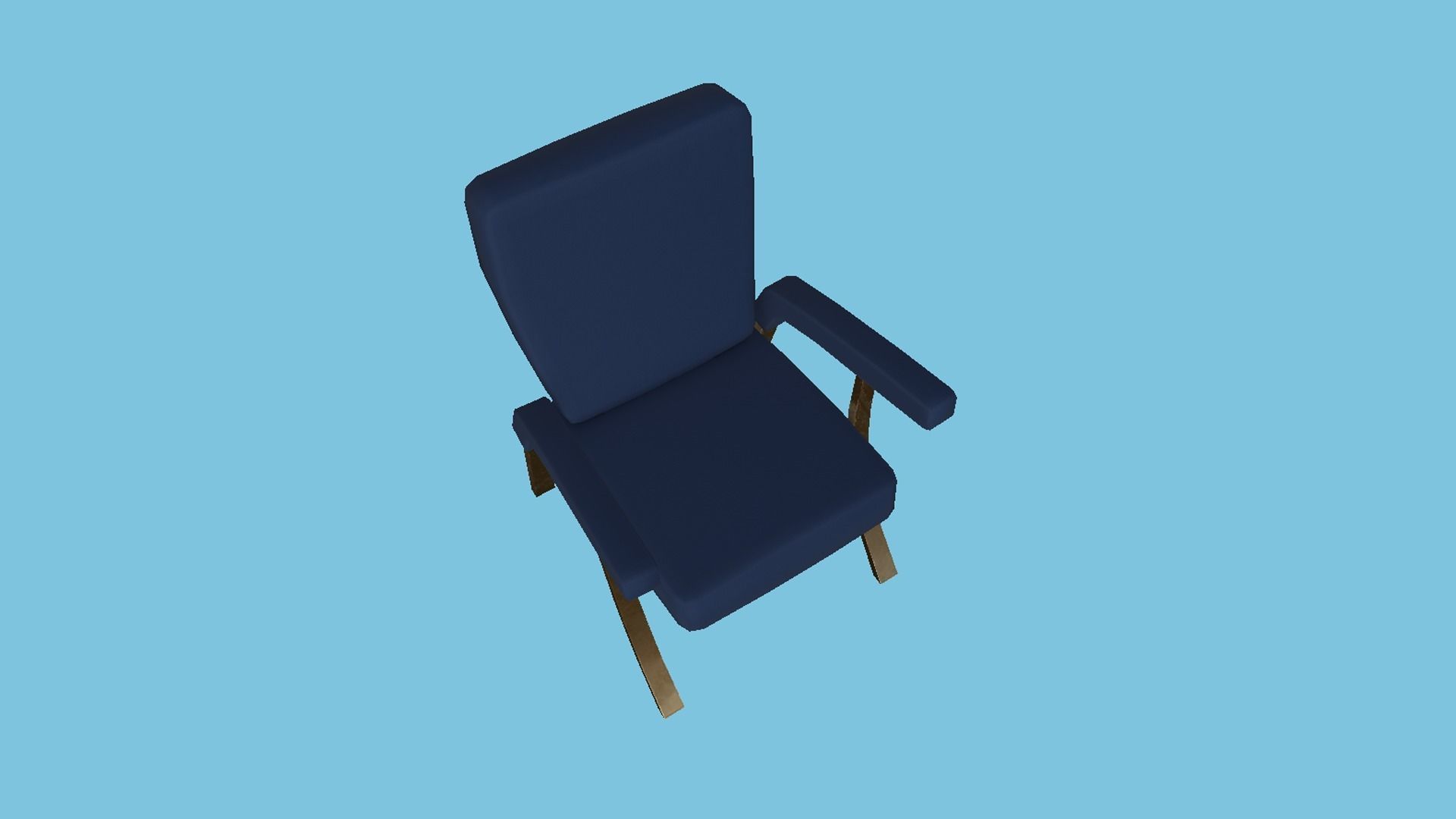 Dark Blue Bronze Armchair - Furniture Interior Design Low-poly 3D model_1