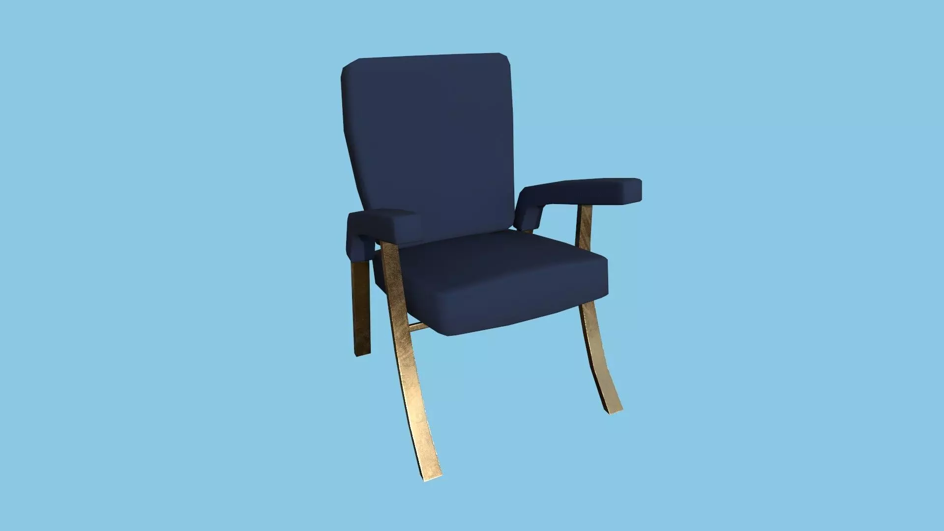 Dark Blue Bronze Armchair - Furniture Interior Design Low-poly 3D model_0