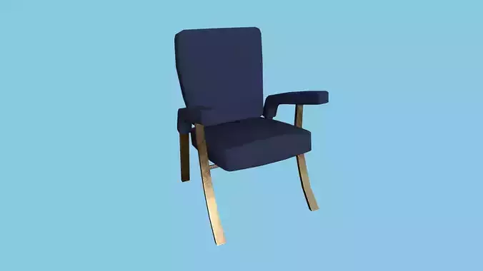 Dark Blue Bronze Armchair - Furniture Interior Design Low-poly 3D model