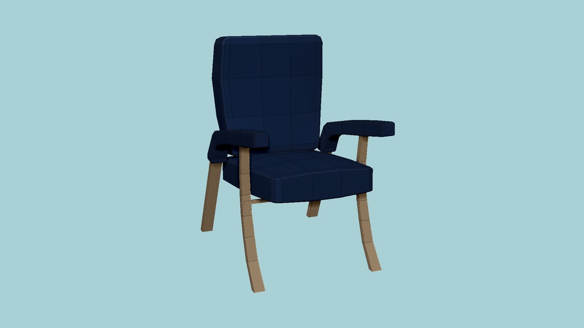 Dark Blue Bronze Armchair - Furniture Interior Design Low-poly 3D model_6