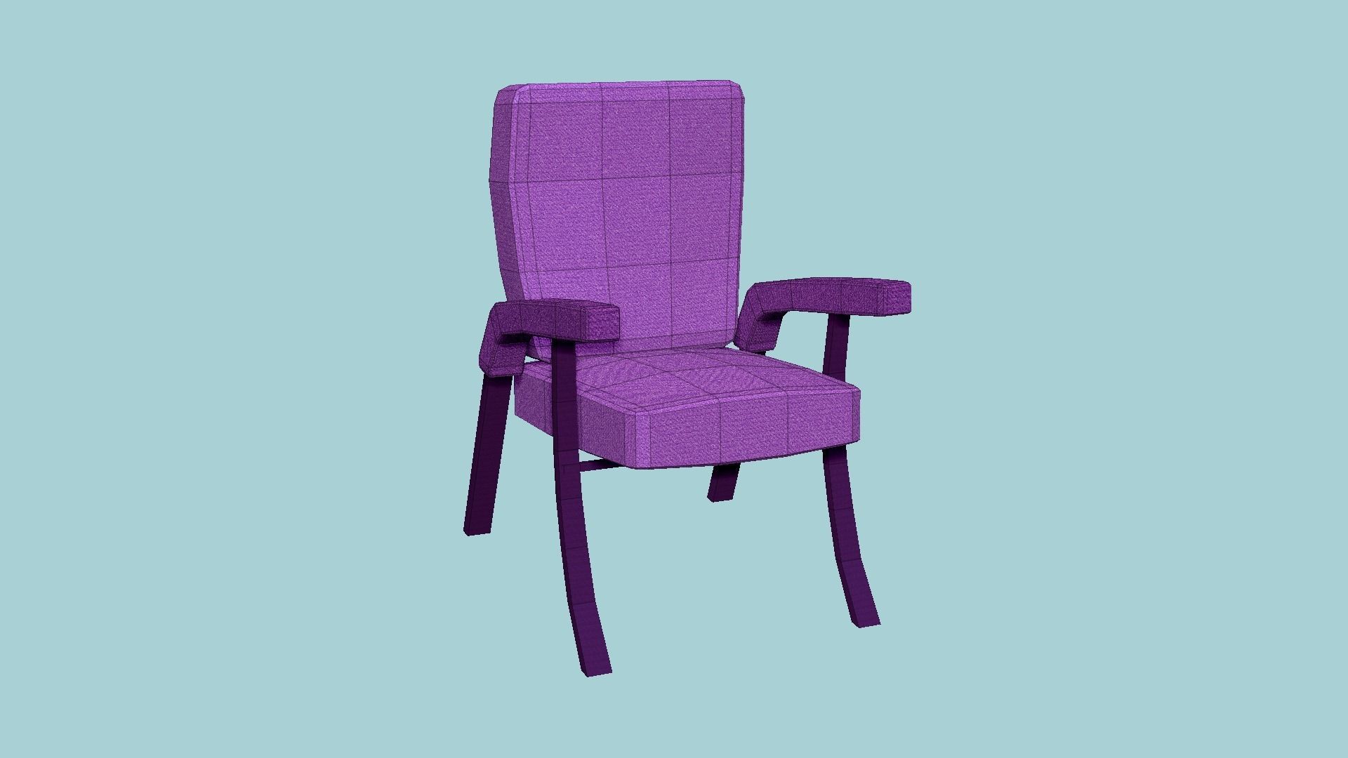 Pink Armchair - Furniture Interior Design Low-poly 3D model_6