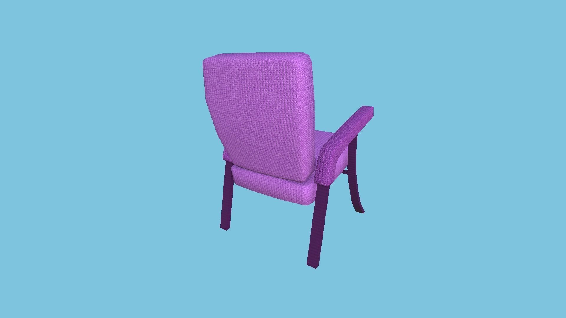 Pink Armchair - Furniture Interior Design Low-poly 3D model_4