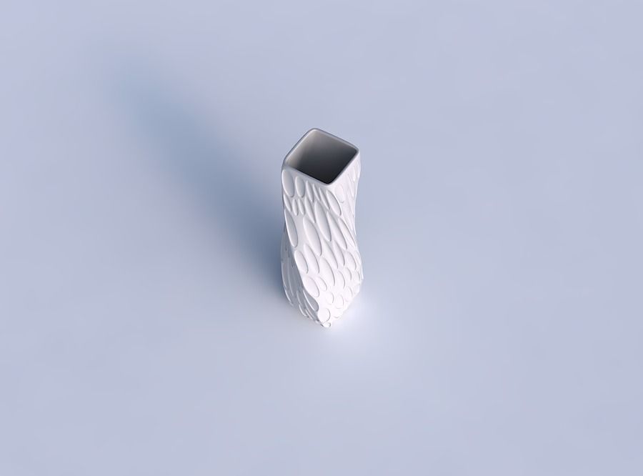 Vase twisted rectangle with bubbles 3D print model_1