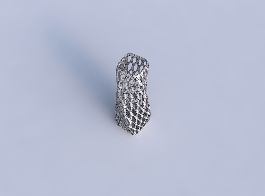 Vase twisted rectangle with bubble grid lattice 3D print model_6