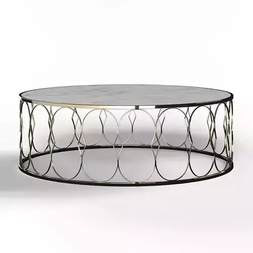 Table01 circular coffee table in gold and marble