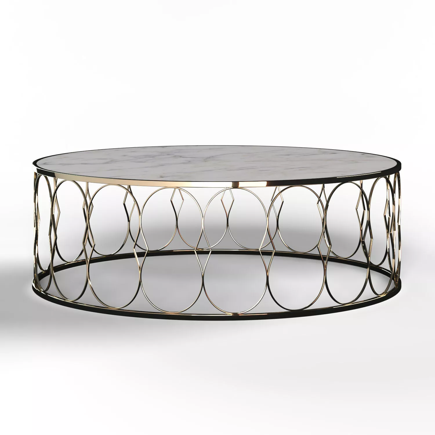 Table01 circular coffee table in gold and marble 3D model