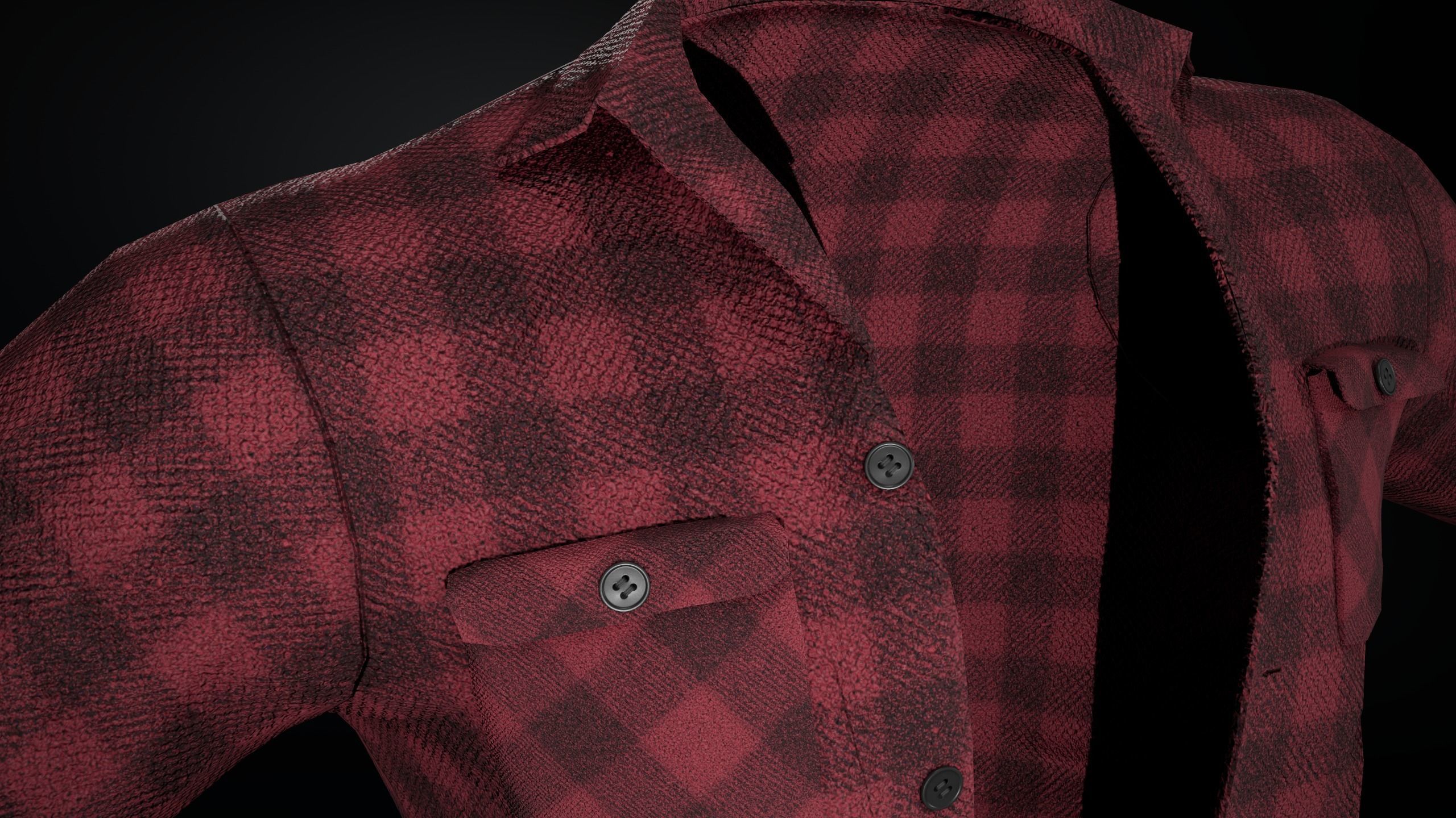 Red Flannel Shirt Low-poly 3D model_21