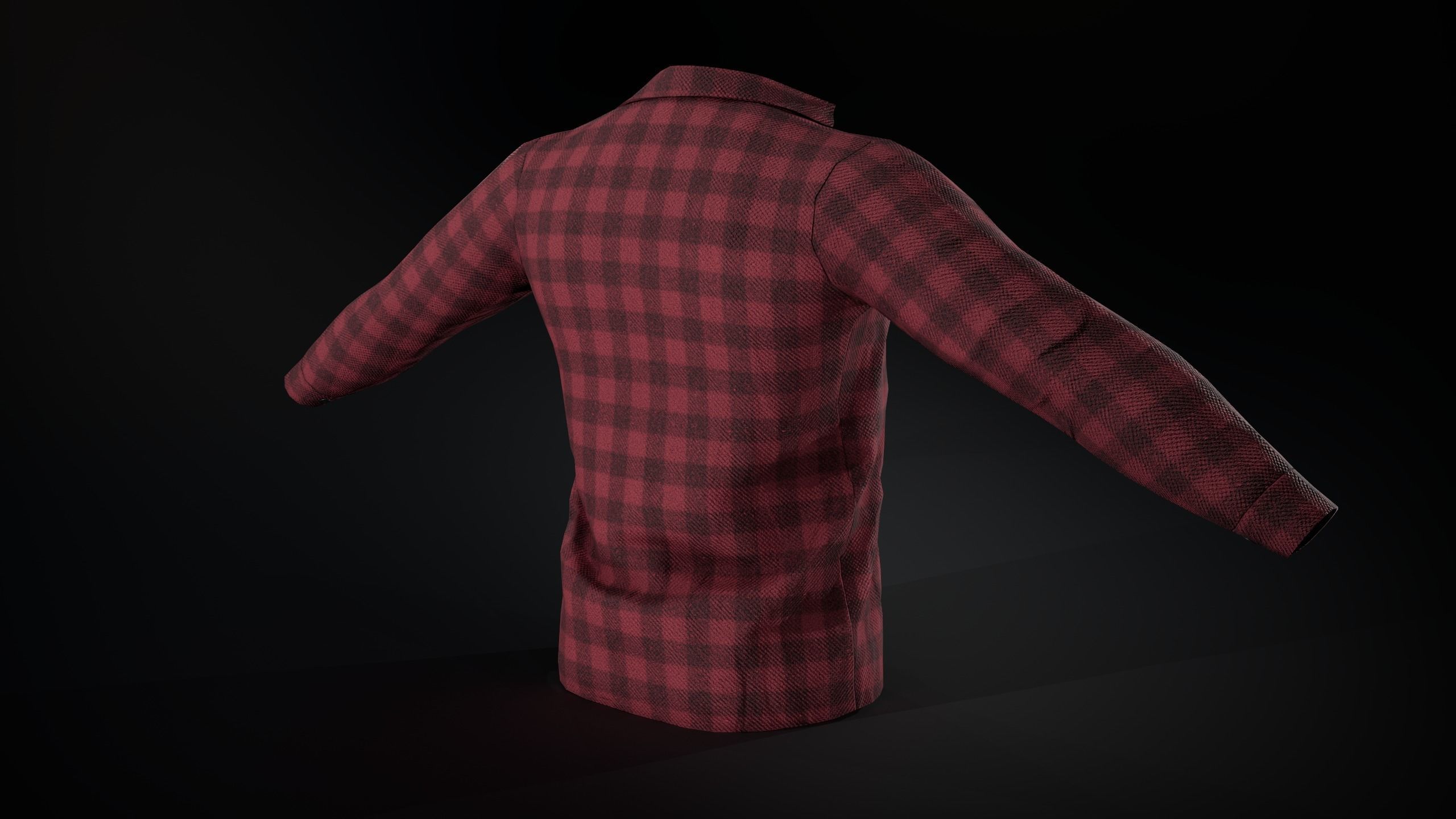 Red Flannel Shirt Low-poly 3D model_4