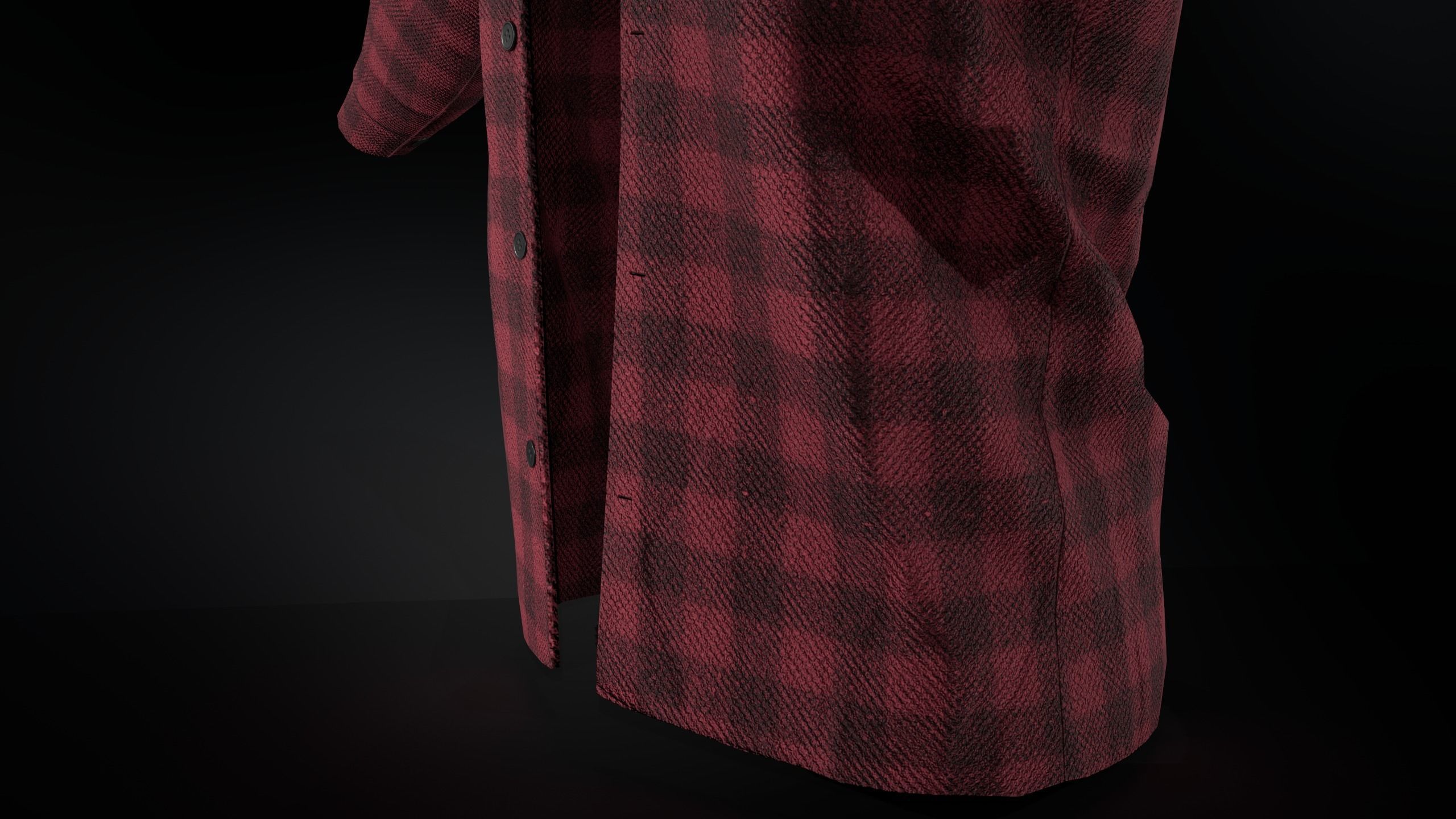 Red Flannel Shirt Low-poly 3D model_8