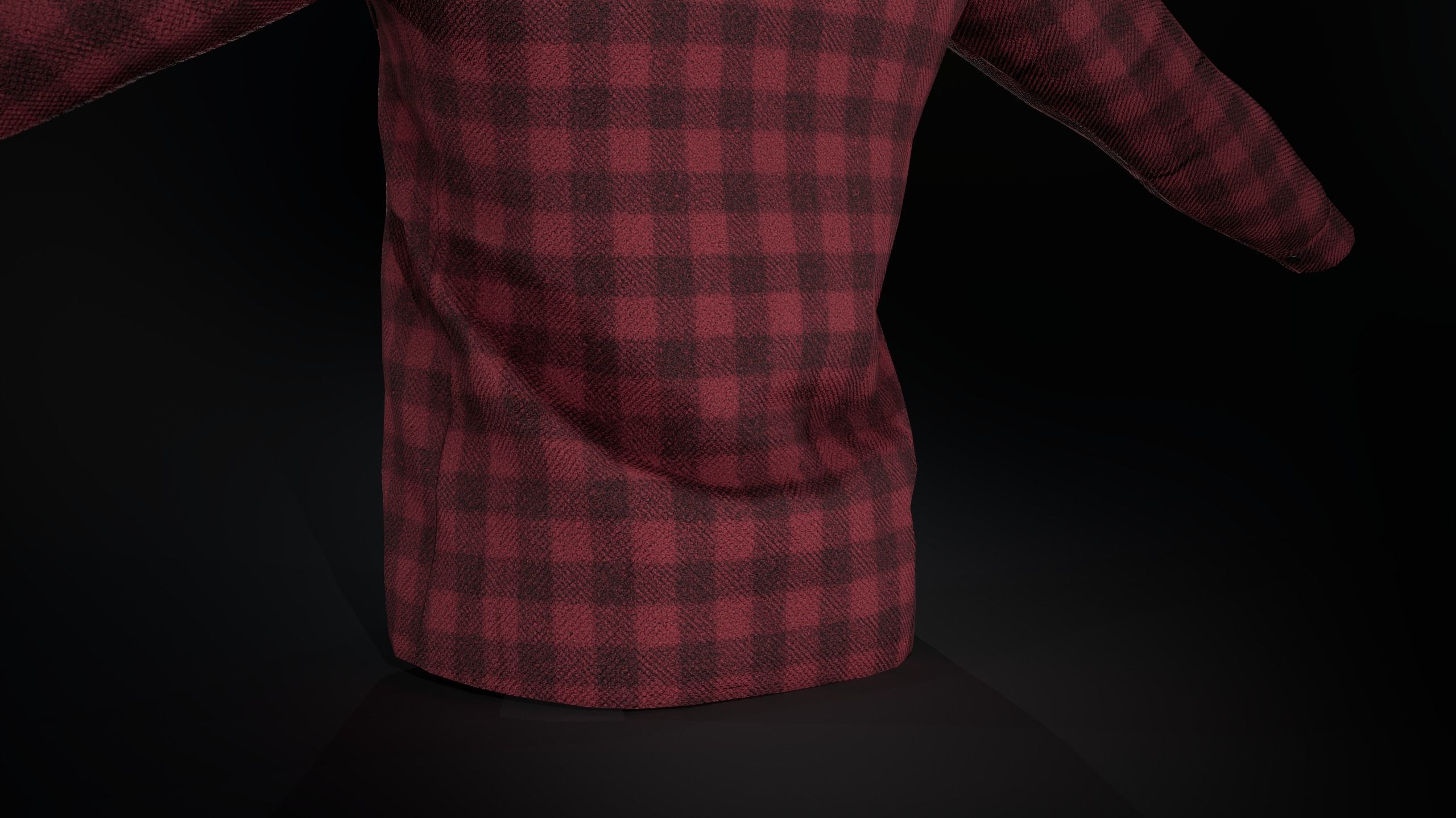 Red Flannel Shirt Low-poly 3D model_9