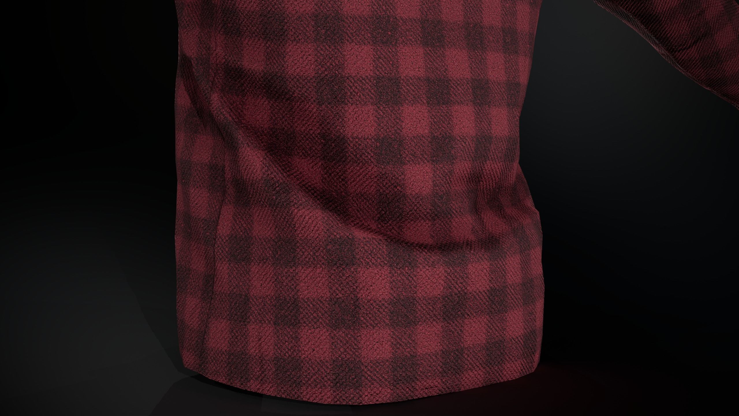 Red Flannel Shirt Low-poly 3D model_15