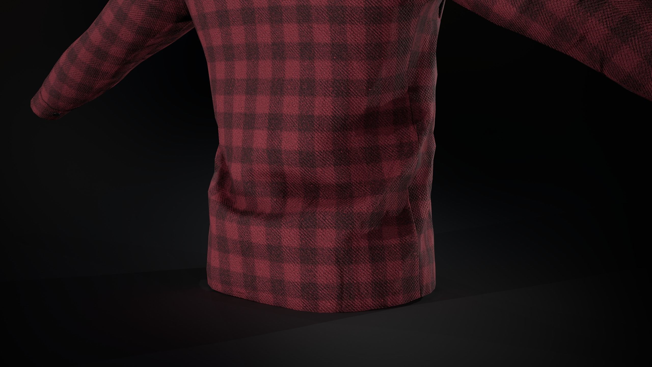 Red Flannel Shirt Low-poly 3D model_7