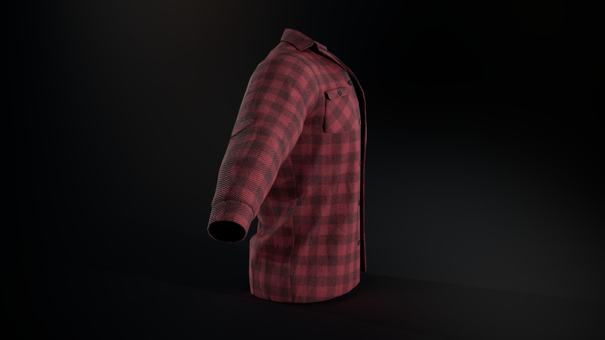 Red Flannel Shirt Low-poly 3D model_2