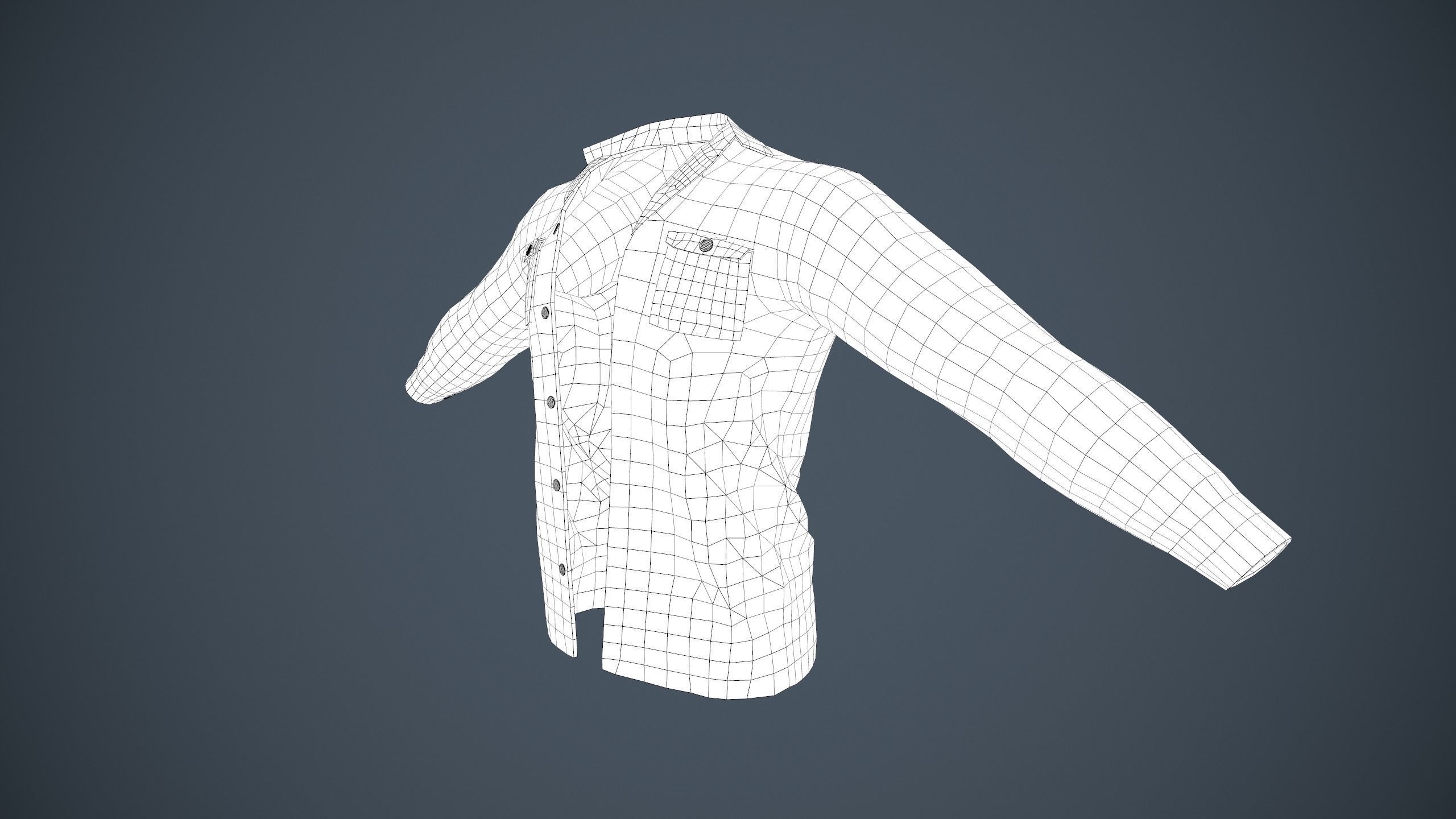 Red Flannel Shirt Low-poly 3D model_25