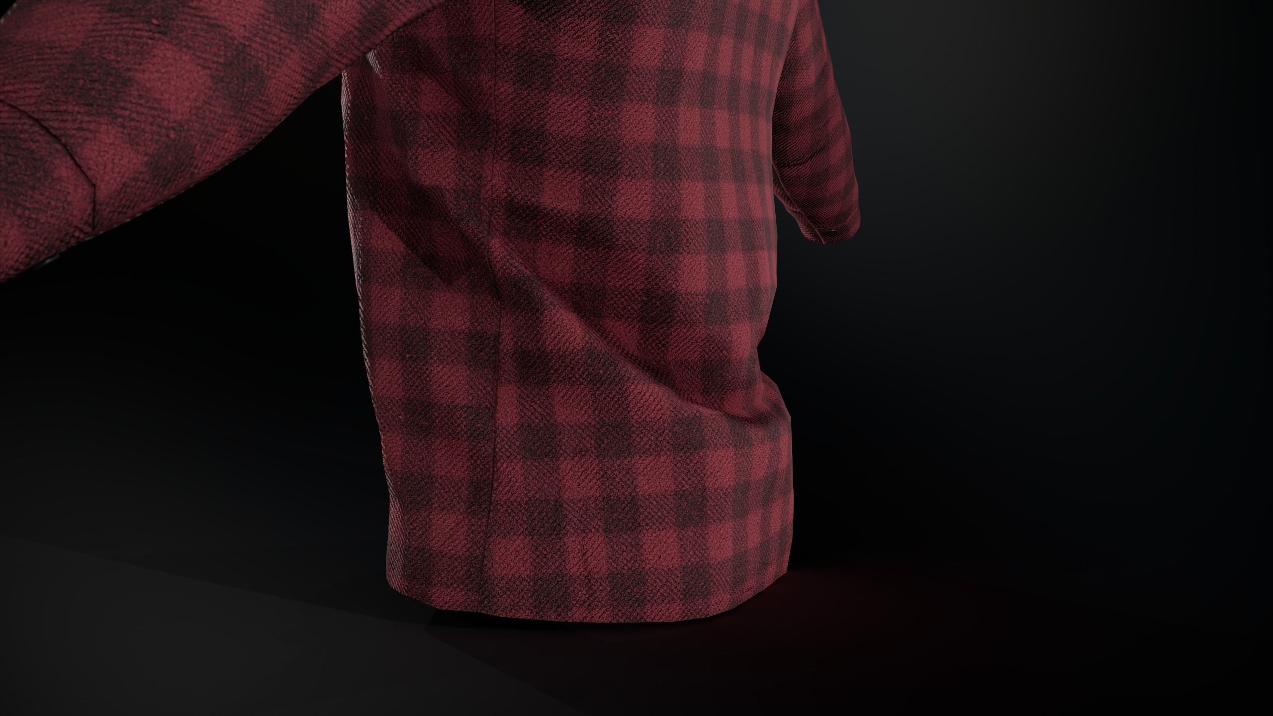 Red Flannel Shirt Low-poly 3D model_6