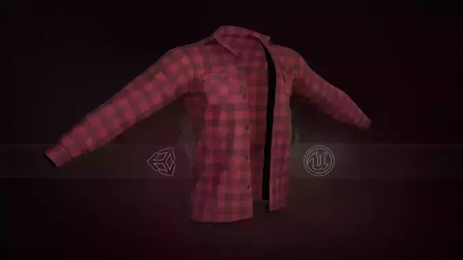 Red Flannel Shirt Low-poly 3D model
