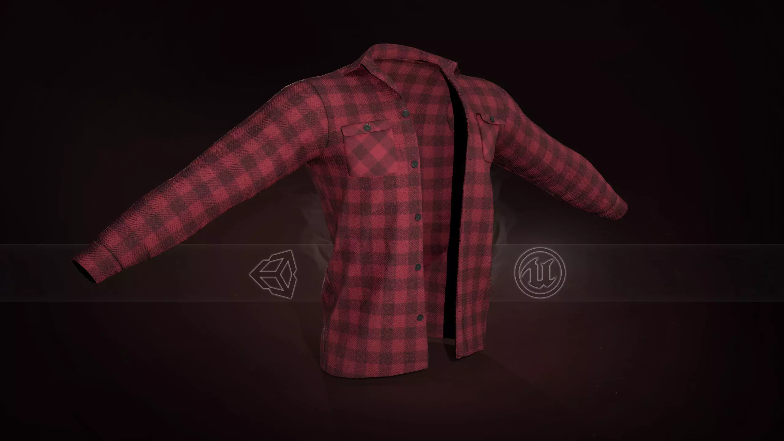 Red Flannel Shirt Low-poly 3D model_0