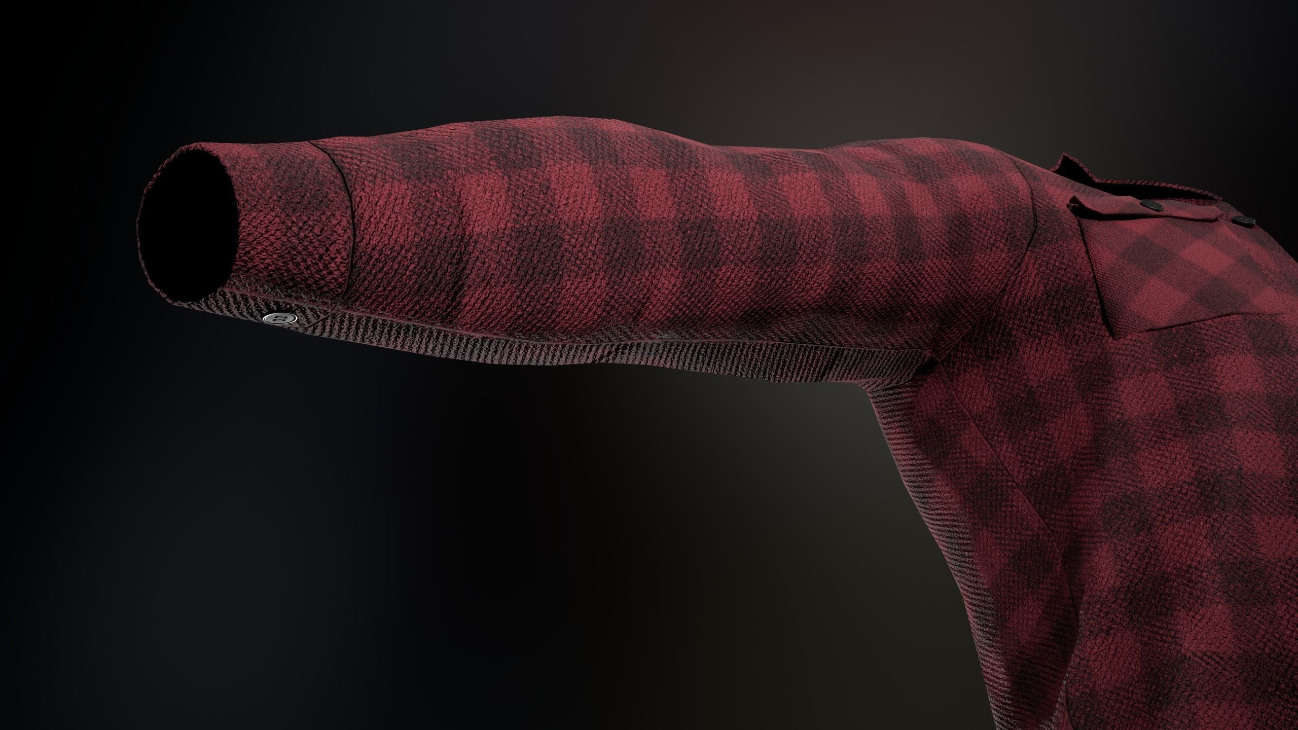 Red Flannel Shirt Low-poly 3D model_17